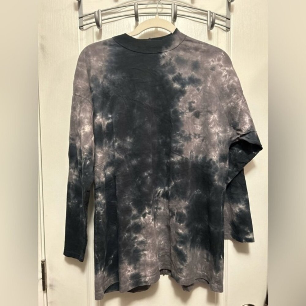 We The Free Grey Blue White Be Free Tie Dye Long Sleeve Mock Neck Top Size S EUC